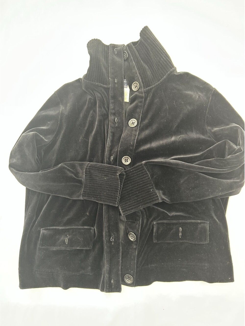 Jones New York Sport Black Velour Jacket Stand Collar Women's 1X